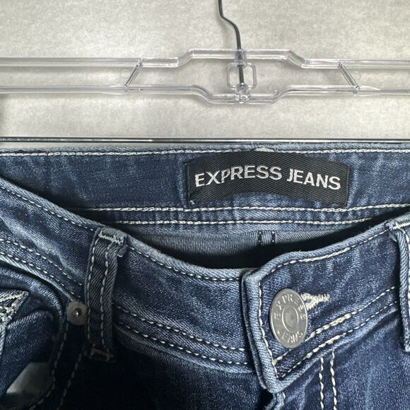 Express Jeans Women's 2 Stella Skinny Regular Fit Low Rise Dark Wash Stretch EUC - Picture 3 of 9